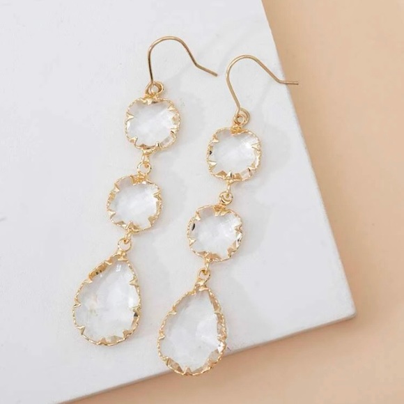 Jewelry - 🪩 Host Pick 🪩  Water Drop Rhinestone Drop Earrings.  New.